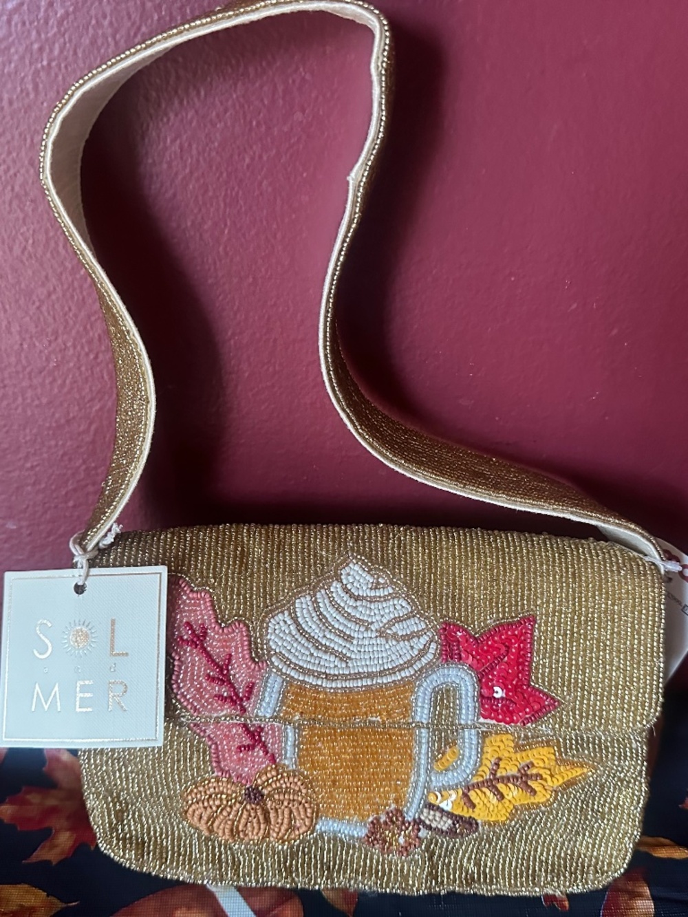 Viral Fall Mug beaded bag! NWT!